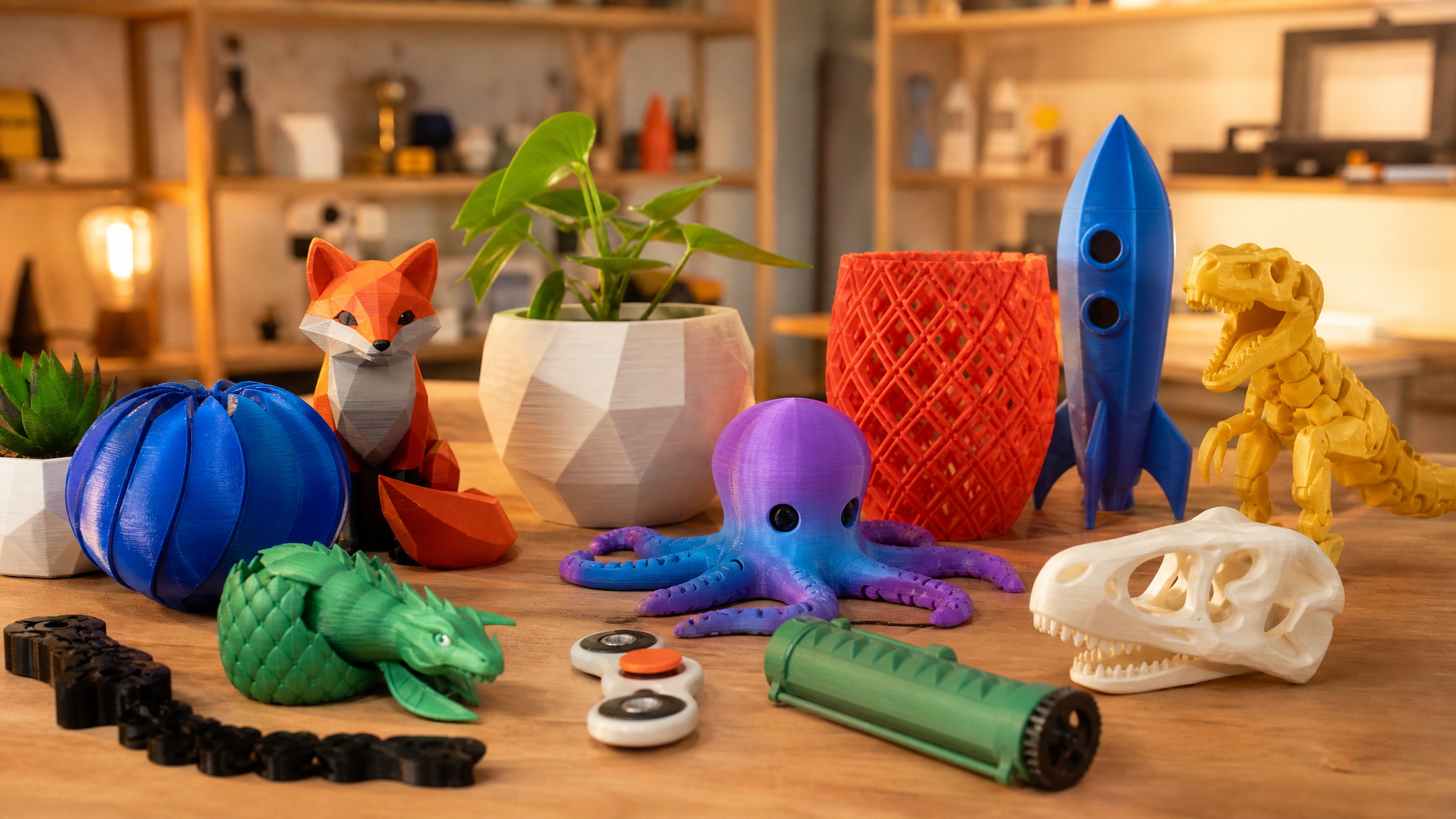 Colorful finished desktop 3D prints